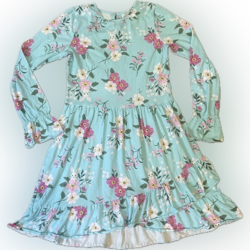 Carter's pretty dress, girl's size 14.  Bright baby blues & pinks.  Button &